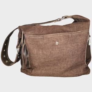 Matt & Nat Large Vegan Leather/Canvas Hobo, Brown EUC